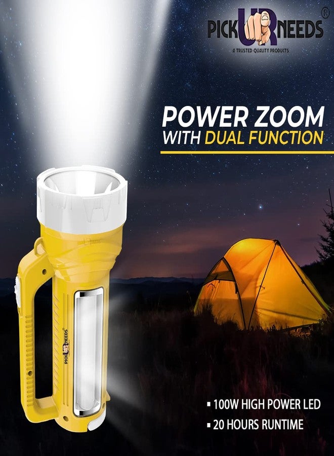 Pick Ur Needs Rechargeable Long Range Emergency Search Torch Light 100W with Side LED Tube - Image 5